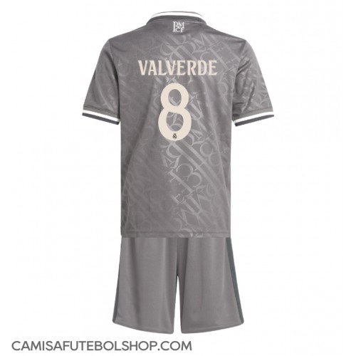 Camisa de time de futebol Real Madrid Federico Valverde #8 Replicas 3º Equipamento Infantil 2024-25 Manga Curta (+ Calças curtas)